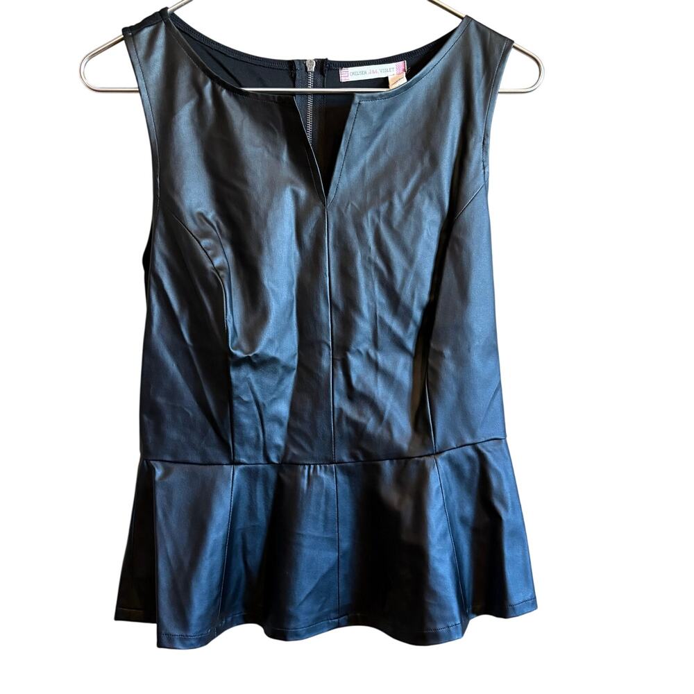 Chelsea Violet Faux Leather Top Size Medium New With Tags Zipper Black